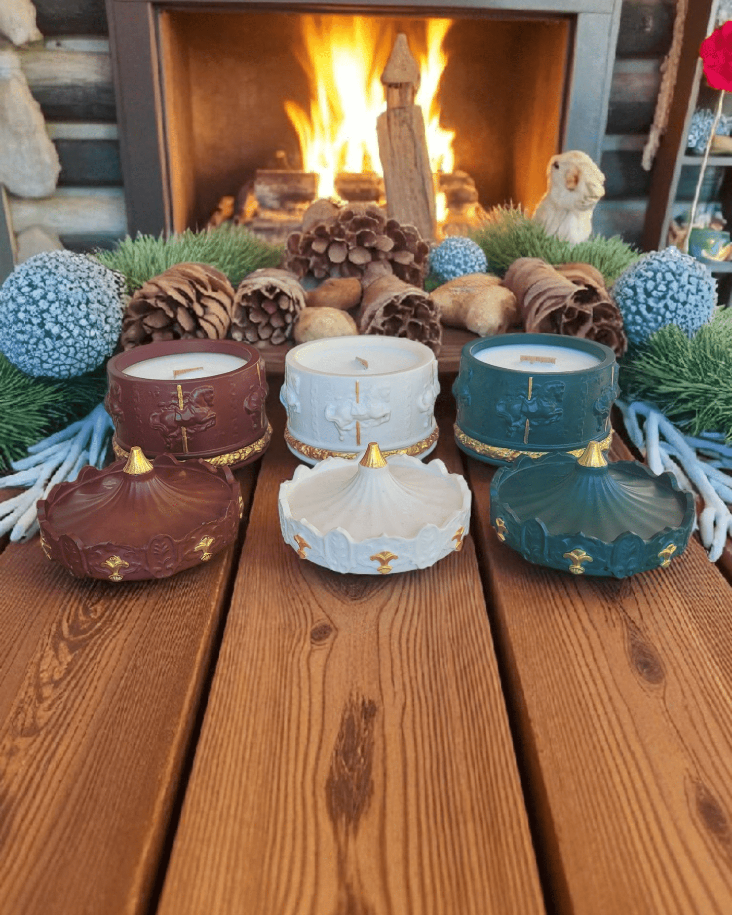 Bougie Carrousel de Noël Blanche en Jesmonite - Annalisa Candles