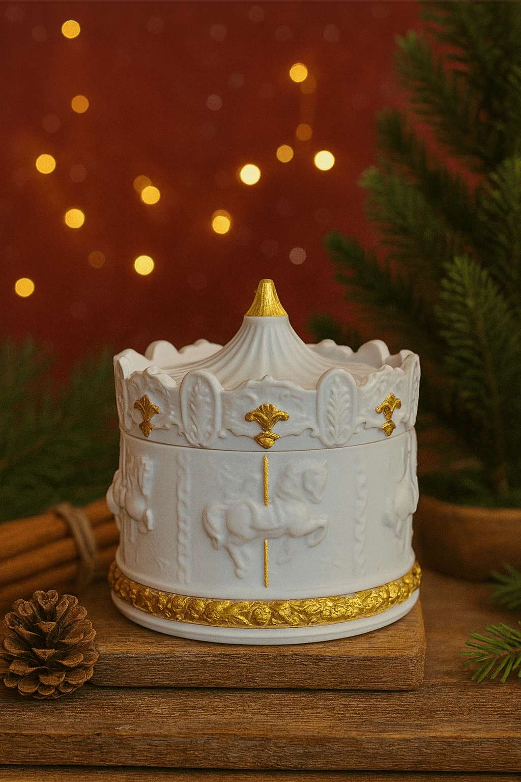 Bougie Carrousel de Noël Blanche en Jesmonite - Annalisa Candles