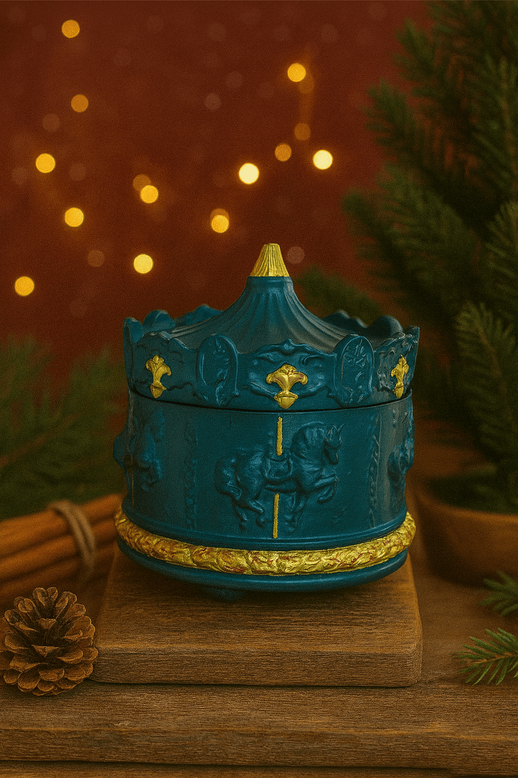 Bougie Carrousel de Noël Verte en Jesmonite - Annalisa Candles