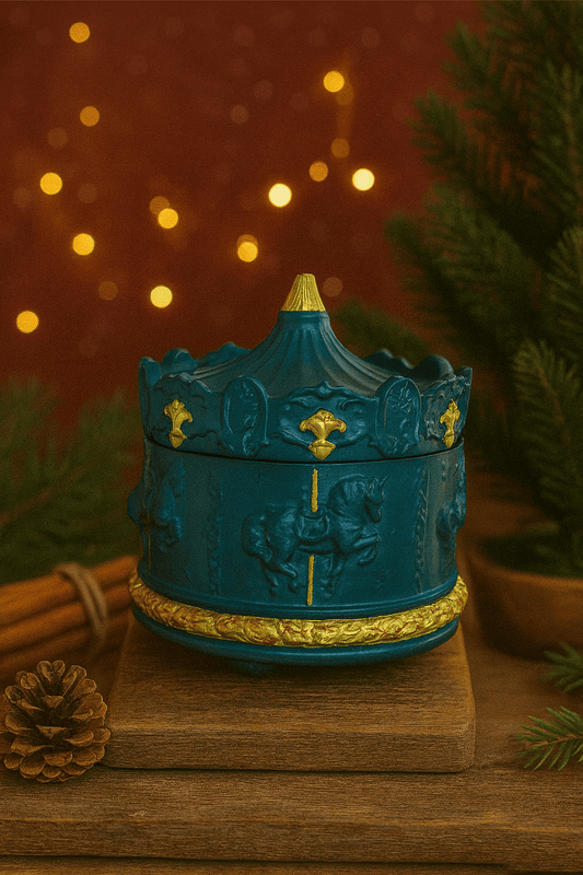 Bougie Carrousel de Noël Verte en Jesmonite - Annalisa Candles