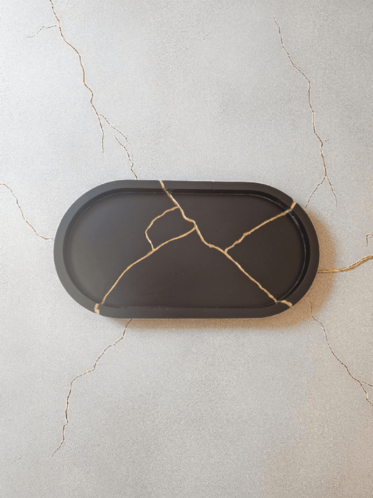Plateau Ovale en Jesmonite – Finition Kintsugi - Annalisa Candles