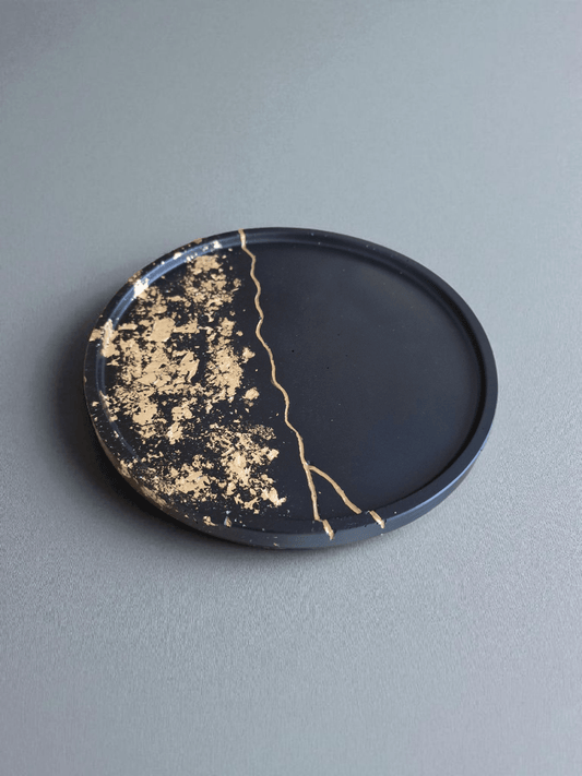Plateau Rond en Jesmonite – Finition Kintsugi - Annalisa Candles